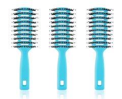 Kuber Industries Hair Brush | Flexible Bristles Brush | Hair Brush with Paddle | Quick Drying Hair Brush | Suitable For All Hair Types | Round Vented Hair Brush | 3 Piece | C13-X-BLE | Blue