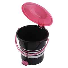 Heart Home Pedal Dustbin|Plastic Pedal Dustbin|Kitchen Waste Paper Bin|Dustbin For Bedroom|Pink Lid 5 Liter Dustbin|Pack of 3 (Black)