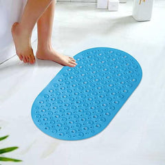 Homestic Bath Mat | PVC Bathroom Mat | Shower Bath Mat | Floor Tub Mat | Bathroom Oval Mud Mat | Anti-Skid Shower Bathroom Mat | Q-02A | Dark Blue