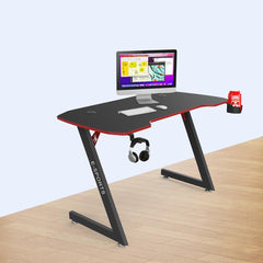 Heart Home Ergonomic Table for Work, Study & Games with Earphone Hook & Cup Holder | Portable Standing Gaming Desk & Laptop Tables for Work from Home & Office | KZ1400BLKSH-Black