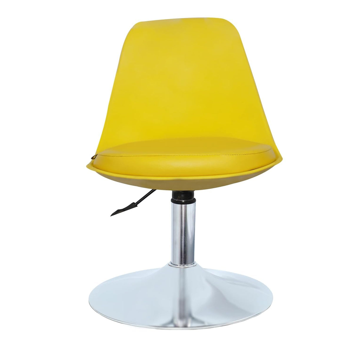Kuber Industries Revolving Curvy Mini Bar Stool Chair for Kitchen with Leather Seat & 360 Swivel | 20 inch Height Adjustable Kiddle Food & Study Chair for Baby | Kids Counter Stools | Yellow