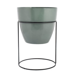 Kuber Industries Metal Planter|Decorative Modern Indoor Desk Pot|Iron Table Stand Flower Planter Pot for Home D cor,8.5 Inches,Pack of 2 (Green & Terracotta)