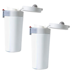 Kuber industries Stainless Steel Insulated Coffee Tumbler With Sipper Lid 380 ML-Pack of 2 (White)