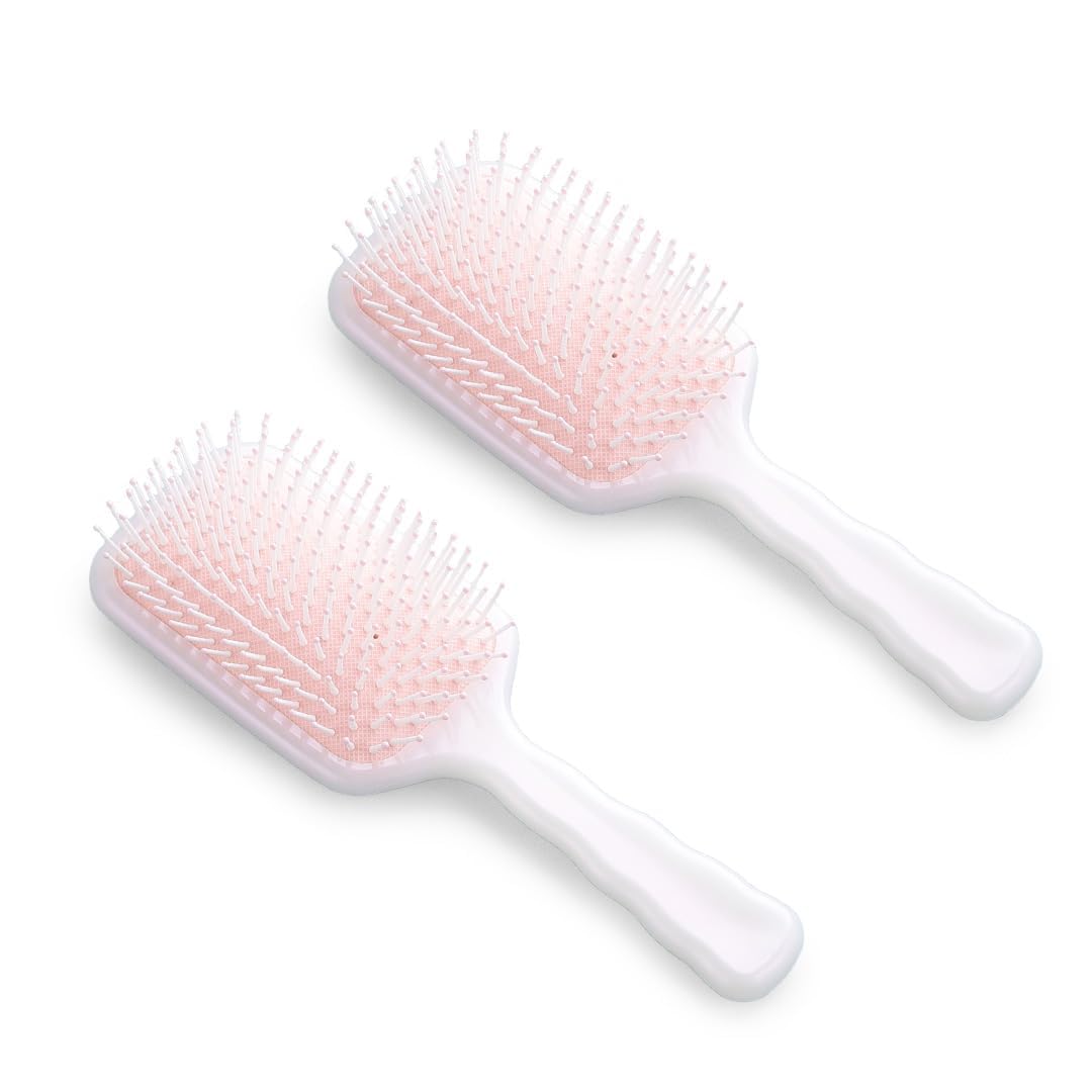 Kuber Industries Hair Brush | Bristles Brush | Hair Brush with Paddle | Detangles Hair Brush | Suitable For All Hair Types | Hair Brush Styling Hair | 2 Piece | XH45PNK | Pink