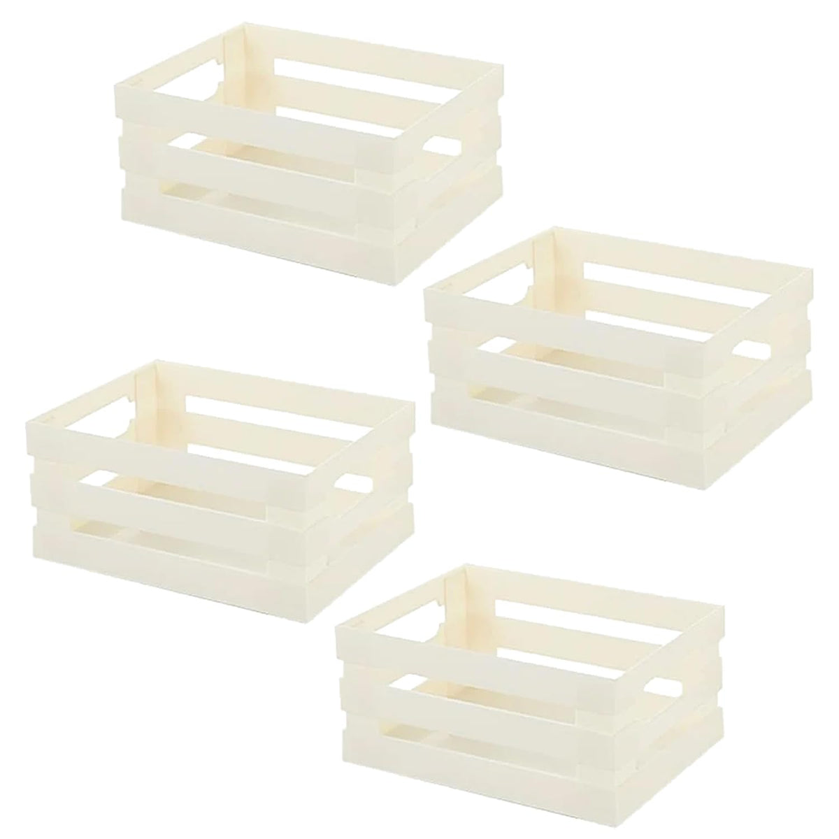 Kuber Industries Multipurpose Portable Small Storage Basket|Box For Storage Without Lid-Pack of 4 (Beige)