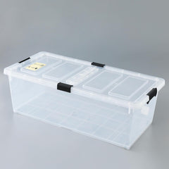 Heart Home Large Capacity Underbed Storage Box with Lids and Wheels | Dustproof & Stackable | Rectangular Storage Box | Multipurpose Organizer for Clothes/Toys (79L)