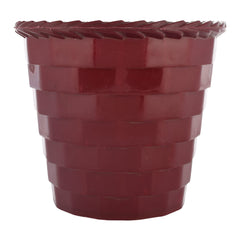 Kuber Industries Brick Flower Pot|Durable Plastic Flower Pots|Planters for Home D cor|Garden|Living Room|Balcony|6 Inch|Pack of 3 (Maroon)