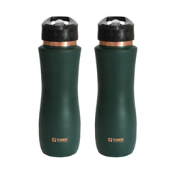 Kuber Industries Copper Water Bottle with Sipper | BPA Free & Non-Toxic | Leakproof, Durable & Lightweight | with Added Health Benefits of Copper |Easy to Clean | Maroon | Green (Pack of 2)
