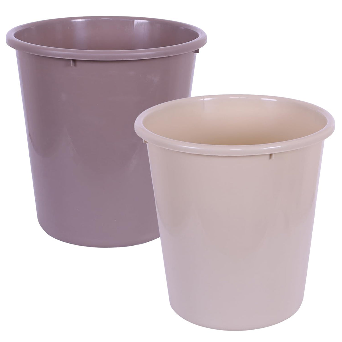Kuber Industries (Set of 2) Plastic Open Top Dustbin Without Lid - Food Waste Bin for Kitchen | Home | Office | Bathroom | Washroom - Garbage Can for Dry and Wet Waste (10 LTR Capacity) (Brown-Beige)