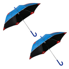 Kuber Industries Marvel Spidermen Print Umbrella For Kids|Automatic Umbrella For Rain-Pack of 2 (Blue)