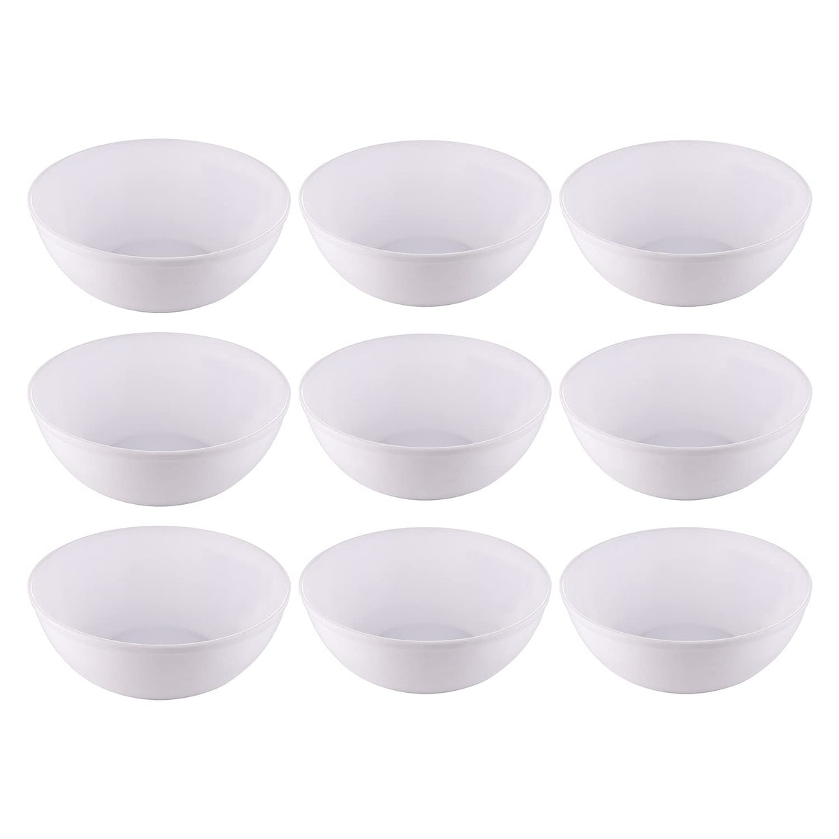 Kuber Industries Bowls|Plastic Dishwasher Safe Bowl|Serving Bowls|Bowls for Kitchen|Microwave Safe Bowls for Salad|Soup|Pasta|1500 ML|Pack of 9 (White)