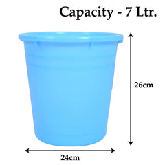 Kuber Industries Plastic Dustbin|Portable Garbage Basket & Round Trash Can for Home,Kitchen,Office,College,7 Ltr,Pack of 3 (Sky Blue)