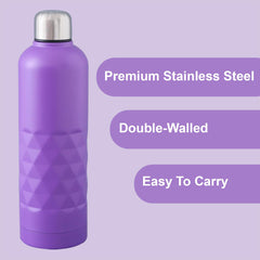Kuber Industries Pack of 5 Vacuum Insulated Water Bottle | Stainless Steel Sipper Bottle with Handle | Hot & Cold Water Bottle | Leakproof, BPA Free, Rustproof | 750 ML | Purple