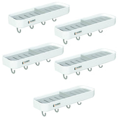 Kuber Industries Plastic Soap Dish with Hooks|1322|Pack of 5|White