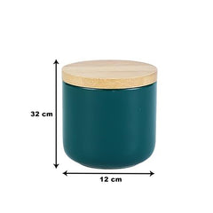 Kuber Industries 260ml Ceramic Jar for Kitchen Storage | Air-tight Container Set with Bamboo Lid | Multipurpose kitchen storage container for Snacks, Tea, Sugar | Teal | Pack of 3