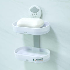 Homestic Pack of 4 Two Tier Hanging Soap Case|Self Adheshive Waterproof Drainage Design|Space Optimizing|Multi Utility Sink Organizers|CM02|White