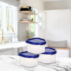 Kuber Industries Storage Utility Container|Plastic Unbreakable Food Storage Jar|Leak Roof,BPA Free Food Kitchen Organizer With Lid,250 ML,Set Of 6 (White) (Pack Of 5)