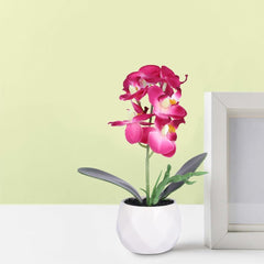 Kuber Industries Artificial Plants for Home Décor|Natural Looking Indoor Fake Plants with Pot|Artificial Flowers for Decoration-Pack of 2(Pink)