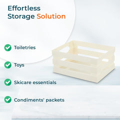 Kuber Industries Multipurpose Portable Small Storage Basket|Box For Storage Without Lid-Pack of 4 (Beige)