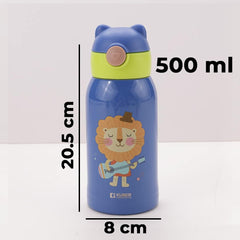 Kuber Industries Water Bottle for Kids|Stainless Steel Flask with Straw, Cup & Fabric Cover|Sipper Bottle for Kids|Food Grade Plastic Lid|Broad Fabric Strap|Leak Proof, BPA Free|500 ml (Pack of 5)