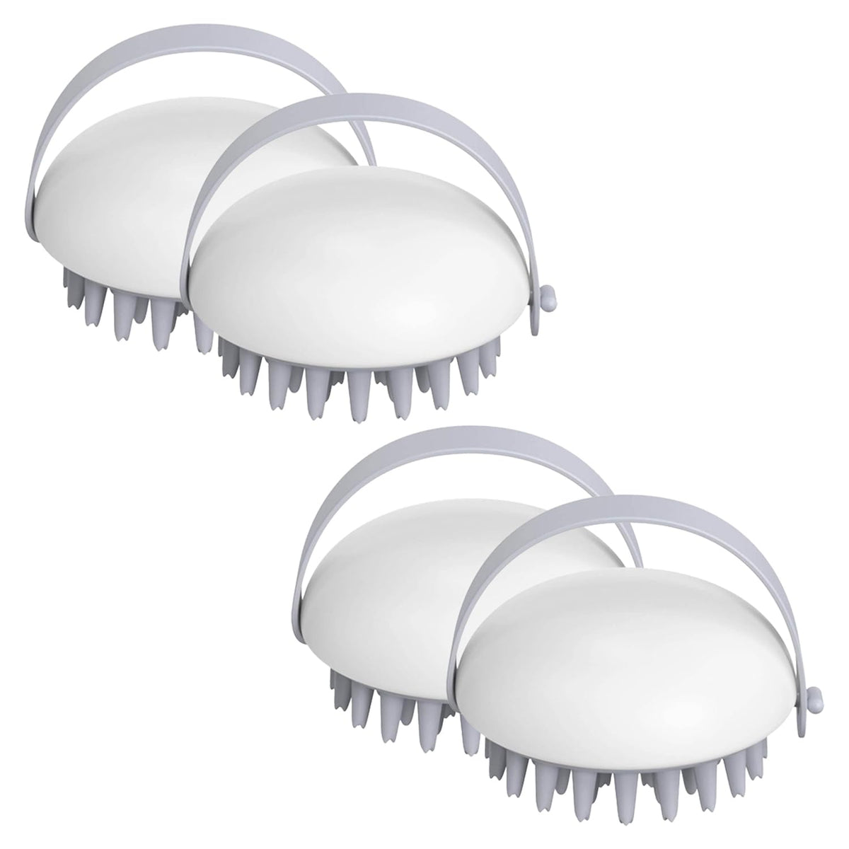 Kuber Industries Hair Massager Brush | Soft Silicone Bristles | Shampoo Brush for Hair Washing | Scalp Massager | Massager Brush For Dandruff | 4 Piece | Pack of 2 | XJWTEU | White