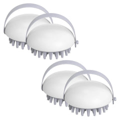 Kuber Industries Hair Massager Brush | Soft Silicone Bristles | Shampoo Brush for Hair Washing | Scalp Massager | Massager Brush For Dandruff | 4 Piece | Pack of 2 | XJWTEU | White