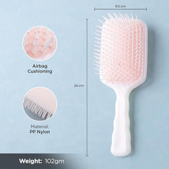 Kuber Industries Hair Brush | Bristles Brush | Hair Brush with Paddle | Detangles Hair Brush | Suitable For All Hair Types | Hair Brush Styling Hair | Pack of 3 | XH45PNK | Pink