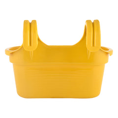 Kuber Industries Hanging Flower Pot|Double Hook Plant Container|Durable Plastic Glossy Finish Pots for Home|Balcony|Garden|12 Inch|Pack of 3 (Yellow)