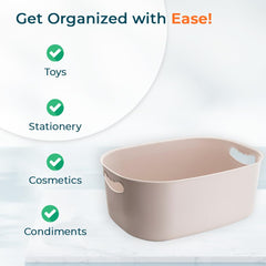 Homestic Multipurpose Medium Storage Box With Handle|Basket For Cosmetic, Fruits, Storage 20 L | Beige|