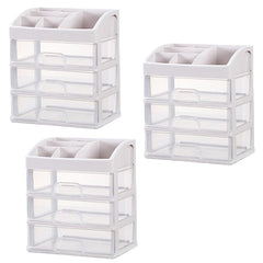 Kuber Industries 3 Layer Cabinet Drawer Box|Desktop Storage Box|Multi Drawer Storage Organizer|Pack of 3| White