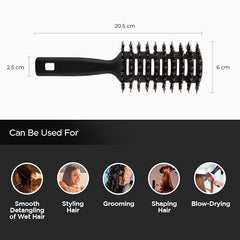 Kuber Industries Hair Brush | Flexible Bristles Brush | Hair Brush with Paddle | Quick Drying Hair Brush | Suitable For All Hair Types | Round Vented Hair Brush | Pack of 3 | C13-X-BLK | Black