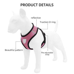 Kuber Industries Reflective Dog Harness with Adjustable Leash|Breathable Polyester Mesh Fabric with Top carry Handle|Large Size|HAT-818|Comfortable No-Pull Grip|Quick Release Buckles|Pink (Pack of 6)