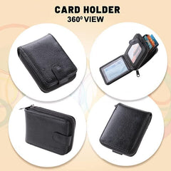 Kuber Industries Card Holder Wallet For Men Women|Debit Credit Card Holder|Wallet For Id, Visiting Card, Buisness Card|RFID Protected|Button & Zipper Closure Wallet|Black (Pack Of 5)