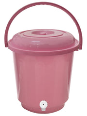Kuber Industries Multipurposes Plastic Bucket with Lid & Tap System for Home Cleaning & Save Water, 18Ltr. Pack of 2 (Pink)