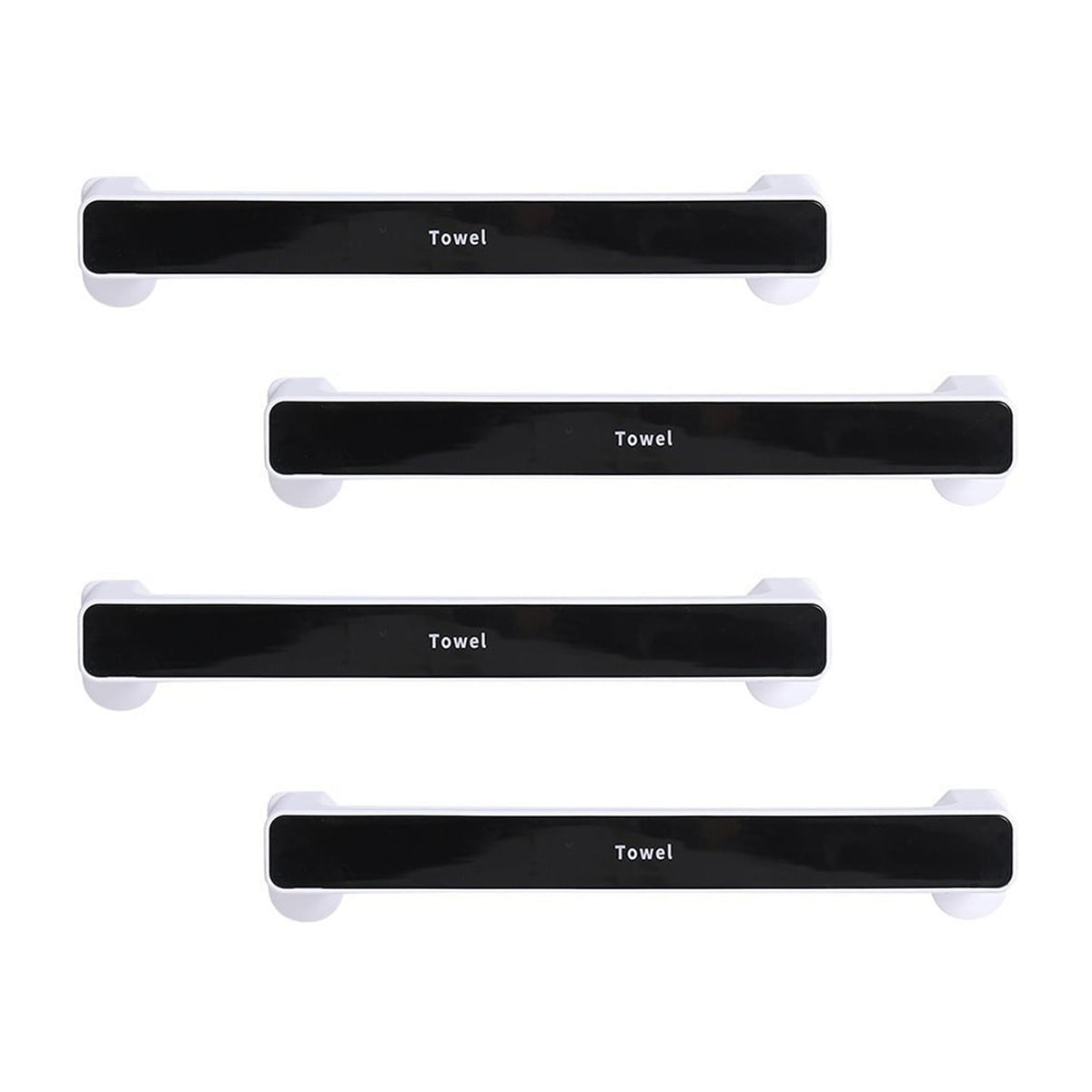 Kuber Industries (Set of 4) Large Self-Adhesive Bathroom Towel Holder & Hanger - Rod & Stand for Kitchen, Washroom without Drilling - Black