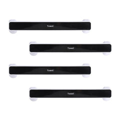 Kuber Industries (Set of 4) Large Self-Adhesive Bathroom Towel Holder & Hanger - Rod & Stand for Kitchen, Washroom without Drilling - Black