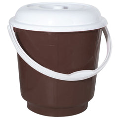 Heart Home Unbreakable Virgin Plastic Bucket with Lid For Home/Kitchen/Office, 18Ltr.- Pack of 2 (Brown)-47HH01168