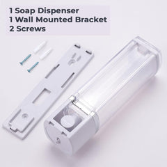 Kuber Industries Manual Shampoo & Soap Dispenser | Wall Mounted | Soap Dispenser for Kitchen & Bathroom | Refillable, Lightweight & Durable | Easy to Clean | White (Pack of 1)