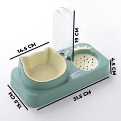 Kuber Industries Animal Feeding Plastic 2 in 1 Pet Bowls | Cat & Dog Bowl | Small/Medium Size Pet Feeding Bowl | Non-Toxic & 100% Safe for Pets (Pack of 2) | Light Green