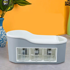 Kuber Industries Seasoning Storage Box Set with Spoon|Small Kitchen Spice Rack|Extra Storage| Pack of 6|Grey