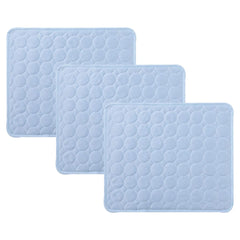 Kuber Industries Rectangular Dog & Cat Bed|Premium Cool Ice Silk Polyester With Bottom Mesh|MultiUtility Self-Cooling Pad For Dog & Cat|Light-weight & Durable Dog Bed|ZQCJ001LB-S|Light Blue(Pack Of 3)