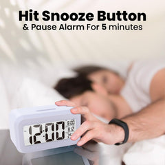 Kuber Industries ABS Battery Oprated Loud Digital Alarm Clock|Desk, Table Clock|Alarm Clock For Heavy Sleepers-Pack of 4 (White)