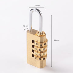 Urbane Home 4-Digit Code Combination Brass Lock | Number Lock | Portable Luggage Lock | Travel Lock for Briefcase, Laptop Bags (Pack of 2)