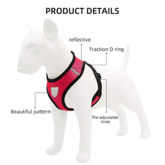 Kuber Industries Reflective Dog Harness with Adjustable Leash|Breathable Polyester Mesh Fabric with Top carry Handle|Large Size|HAT-818|Comfortable No-Pull Grip|Quick Release Buckles|Red (Pack of 3)