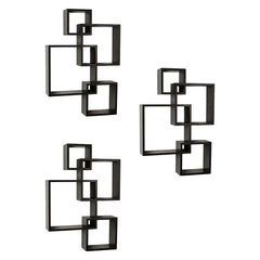 Kuber Industries Wall Shelves|Handicraft Wooden Intersecting Wall Rack|Floating Shelves Wall D?cor for Living Room,office,Set of 4,(Brown) (Pack of 3)