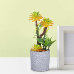 Kuber Industries Artificial Plants for Home Décor|Natural Looking Indoor Fake Plants with Pot|Artificial Flowers for Decoration-Pack of 4 (Yellow)