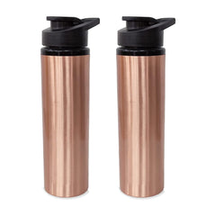 Kuber Industries Copper Water Bottle with Sipper | BPA Free & Non-Toxic | Leakproof, Durable & Lightweight|with Added Health Benefits of Copper | Ergonomic Design & Easy to Clean | 750 ML (Pack of 2)
