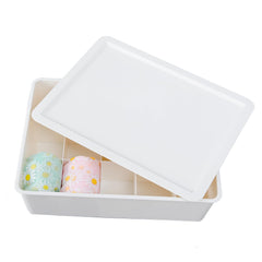 Kuber Industries Cloth Storage Box 10 Compartment with Lid|Wardrobe Organizer For clothes (White)