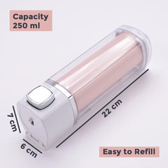 Kuber Industries Manual Shampoo & Soap Dispenser | Wall Mounted | Soap Dispenser for Kitchen & Bathroom | Refillable, Lightweight & Durable | Easy to Clean |Pink- 250 ml (Pack of 1)
