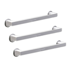 Kuber Industries (Set of 3) Large Self-Adhesive Bathroom Towel Holder & Hanger - Rod & Stand for Kitchen, Washroom without Drilling - Grey